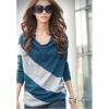 Elegant and Comfortable Diagonal Stripes Long Sleeves T-Shirt For Women