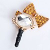 Fashion Bowknot Shape Anti-Dust Plug with Man-made Rhinestone for iPhone 5/4/4S/iPod/Cellphone//etc with 3.5mm Audio Jack - Golden
