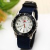 WoMaGe Quartz Watch with Numbers Indicate Dial Cloth Watch Band for Unisex (Blue Band)