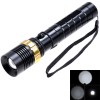 Rechargeable Cree XP-E R2 LED 260 Lumens 3-Mode LED Zooming Flashlight with Wall Charger and Car Charger (2 x 18650 Battery and EU Adapter Included) - Black + Golden