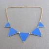 Fashion Colored Glazed Triangle Pendant Alloy Sweater Chain Necklace For Women
