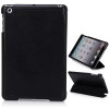 Striae Pattern Foldable Support Style PU Leather and Plastic Material Case for iPad Mini - Black