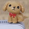Mini White and Light Brown Dog Style Universal 3.5mm Interface Dustproof Plug for Various Mobile Phones