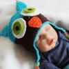 Cute and Warm Hand Knitting Wool Owl Style Baby Hat (Blue + Black)