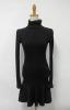 Simple Design Turtleneck Solid Color Long Sleeve Ruffle Dress For Women